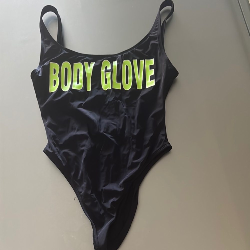 Body Glove Black One-Piece with Neon Green Accents